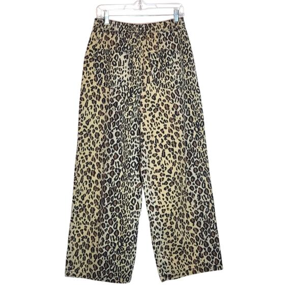 House of Harlow Leopard Animal Print Pant Wide Leg High Rise Brown Black Size M - Picture 8 of 13